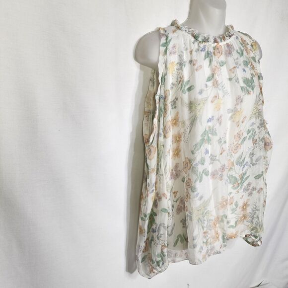 GIUSY Womens Blouse Small 100% Silk Floral Top Cold Shoulder Sheer Sleeve Italy - Picture 4 of 14